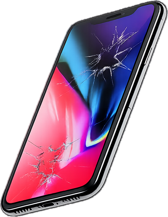 A cracked phone screen